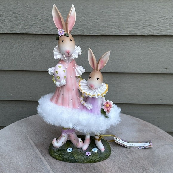 Easter Ballerina Bunnies Figurine Fluffy Tutus Easter Eggs Two Precious Bunnies - Picture 10 of 10